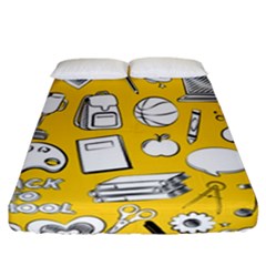 Pattern With Basketball Apple Paint Back School Illustration Fitted Sheet (california King Size)