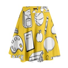 Pattern With Basketball Apple Paint Back School Illustration High Waist Skirt by Nexatart