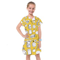 Pattern With Basketball Apple Paint Back School Illustration Kids  Drop Waist Dress by Nexatart