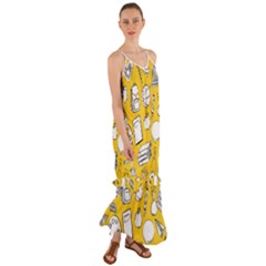 Pattern With Basketball Apple Paint Back School Illustration Cami Maxi Ruffle Chiffon Dress