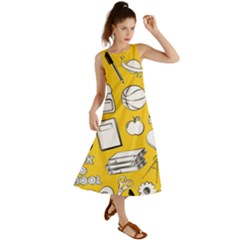 Pattern With Basketball Apple Paint Back School Illustration Summer Maxi Dress