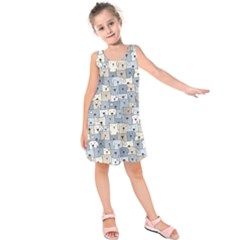Cute Dog Seamless Pattern Background Kids  Sleeveless Dress by Nexatart