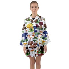 Mushroom Seamless Pattern Long Sleeve Satin Kimono by Nexatart