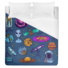 Space Sketch Set Colored Duvet Cover (Queen Size)