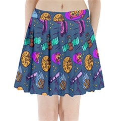 Space Sketch Set Colored Pleated Mini Skirt
