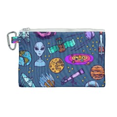 Space Sketch Set Colored Canvas Cosmetic Bag (large) by Nexatart