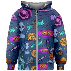 Space Sketch Set Colored Kids  Zipper Hoodie Without Drawstring by Nexatart