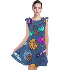 Space Sketch Set Colored Tie Up Tunic Dress