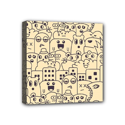 Seamless Pattern With Cute Monster Doodle Mini Canvas 4  X 4  (stretched) by Nexatart