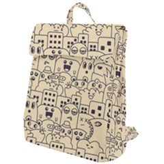 Seamless Pattern With Cute Monster Doodle Flap Top Backpack