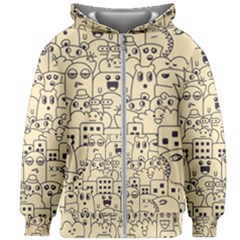 Seamless Pattern With Cute Monster Doodle Kids  Zipper Hoodie Without Drawstring