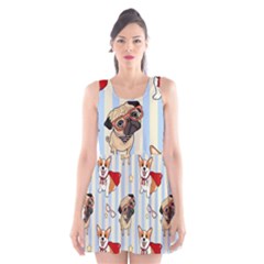 Pattern Dog Scoop Neck Skater Dress by Nexatart