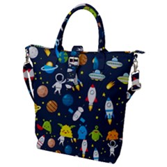 Big Set Cute Astronauts Space Planets Stars Aliens Rockets Ufo Constellations Satellite Moon Rover V Buckle Top Tote Bag by Nexatart