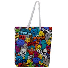 Graffiti Characters Seamless Pattern Full Print Rope Handle Tote (large) by Nexatart