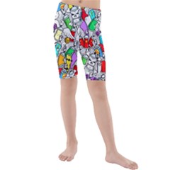 Graffiti Characters Seamless Pattern Kids  Mid Length Swim Shorts by Nexatart