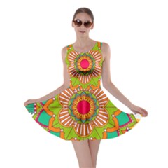 Mandala Patterns Yellow Skater Dress