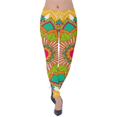 Mandala Patterns Yellow Velvet Leggings