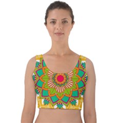 Mandala Patterns Yellow Velvet Crop Top