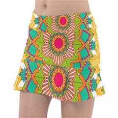 Mandala Patterns Yellow Tennis Skorts