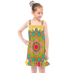 Mandala Patterns Yellow Kids  Overall Dress