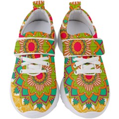 Mandala Patterns Yellow Kids  Velcro Strap Shoes
