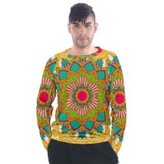 Mandala Patterns Yellow Men s Long Sleeve Raglan Tee