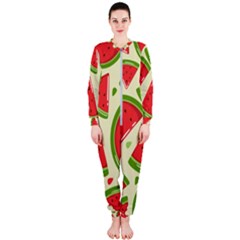 Cute Watermelon Seamless Pattern Onepiece Jumpsuit (ladies)  by Nexatart