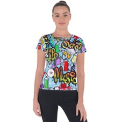 Graffiti Characters Seamless Patternm Short Sleeve Sports Top 