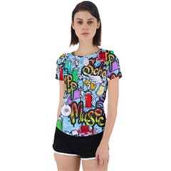 Graffiti Characters Seamless Patternm Back Cut Out Sport Tee