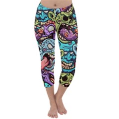 Zombie Heads Pattern Capri Winter Leggings 