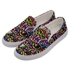 Graffiti Word Seamless Pattern Men s Canvas Slip Ons