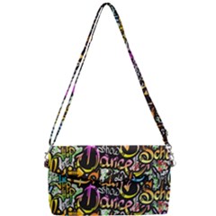 Graffiti Word Seamless Pattern Removable Strap Clutch Bag