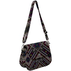 Zentangle Style Geometric Ornament Pattern Saddle Handbag