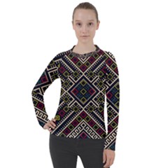 Zentangle Style Geometric Ornament Pattern Women s Pique Long Sleeve Tee