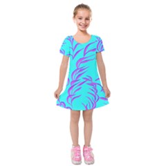 Branches Leaves Colors Summer Kids  Short Sleeve Velvet Dress by Nexatart