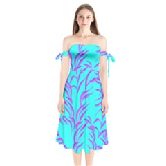 Branches Leaves Colors Summer Shoulder Tie Bardot Midi Dress by Nexatart