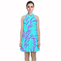 Branches Leaves Colors Summer Velvet Halter Neckline Dress  by Nexatart