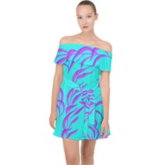 Branches Leaves Colors Summer Off Shoulder Chiffon Dress by Nexatart