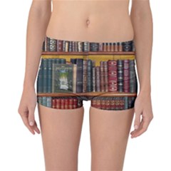 Books Library Bookshelf Bookshop Reversible Boyleg Bikini Bottoms by Nexatart