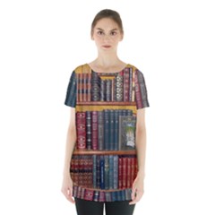 Books Library Bookshelf Bookshop Skirt Hem Sports Top by Nexatart