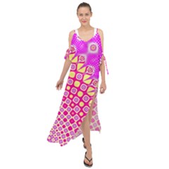 Digital Arts Fractals Futuristic Pink Maxi Chiffon Cover Up Dress