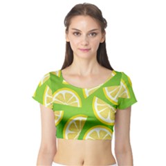 Lemon Fruit Healthy Fruits Food Short Sleeve Crop Top by Nexatart