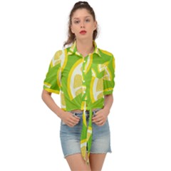 Lemon Fruit Healthy Fruits Food Tie Front Shirt  by Nexatart