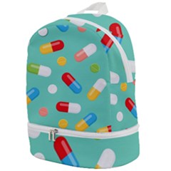 Pills Medicines Seamless Pattern Blue Background Zip Bottom Backpack by Nexatart