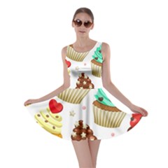 Seamless Pattern Yummy Colored Cupcakes Skater Dress