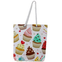 Seamless Pattern Yummy Colored Cupcakes Full Print Rope Handle Tote (large) by Nexatart