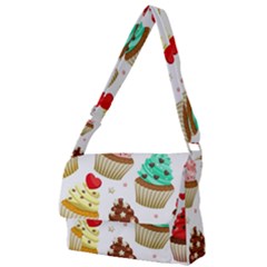 Seamless Pattern Yummy Colored Cupcakes Full Print Messenger Bag (l) by Nexatart