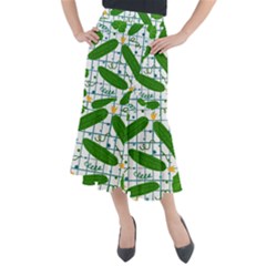 Seamless Pattern With Cucumber Midi Mermaid Skirt