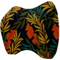 Fashionable Seamless Tropical Pattern With Bright Green Blue Plants Leaves Velour Head Support Cushion View4