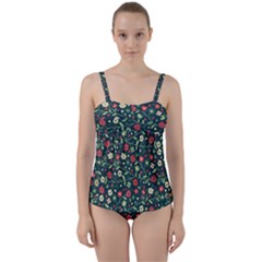 Flowering Branches Seamless Pattern Twist Front Tankini Set by Nexatart